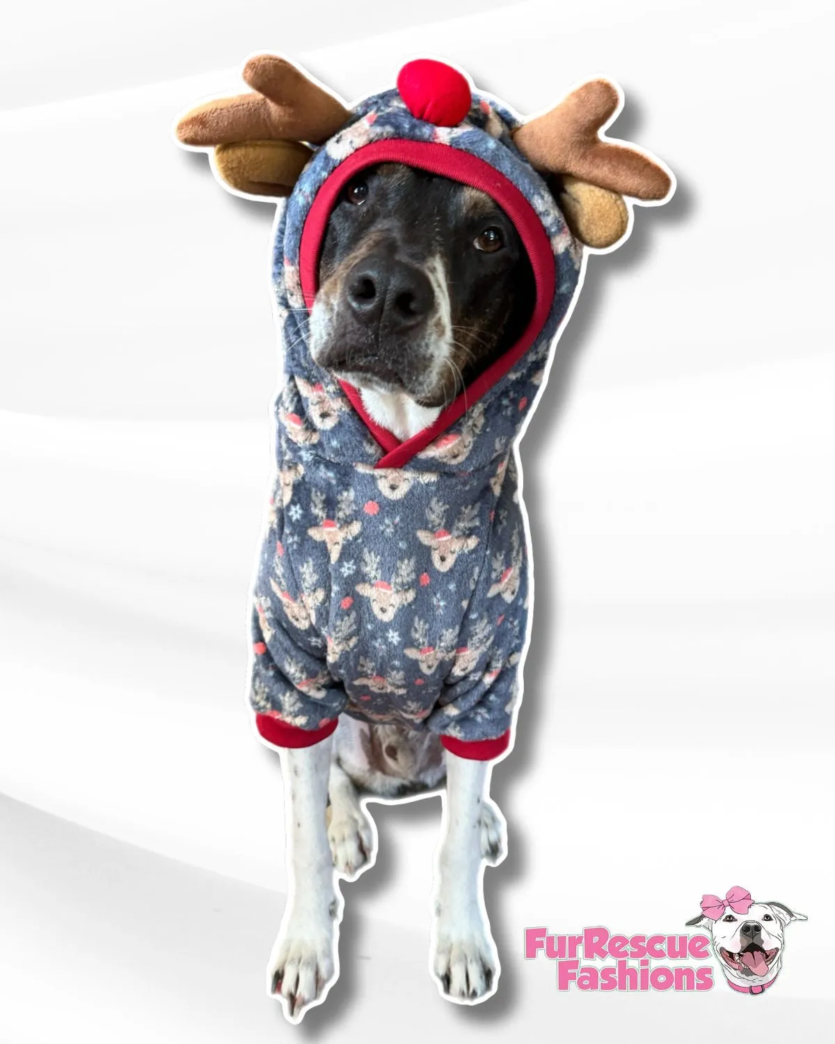 Christmas Reindeer Dog Hoodie in Fleece