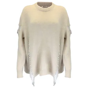 Christopher Kane Beige 2018 Crystal Embellished Wool Knit Sweater