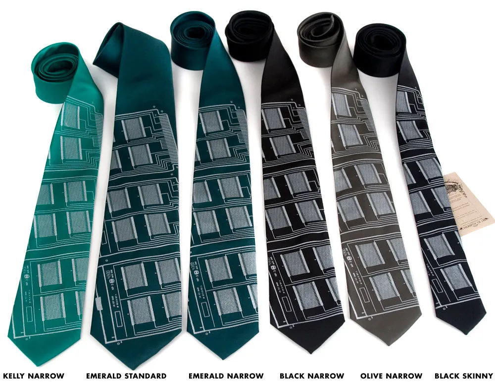 Circuit Board Necktie: Microchip Print Tie