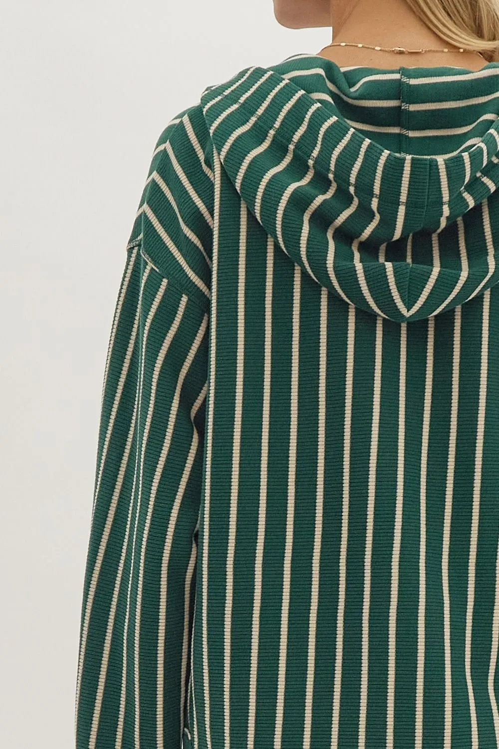 Close to You Striped Hoodie - Green