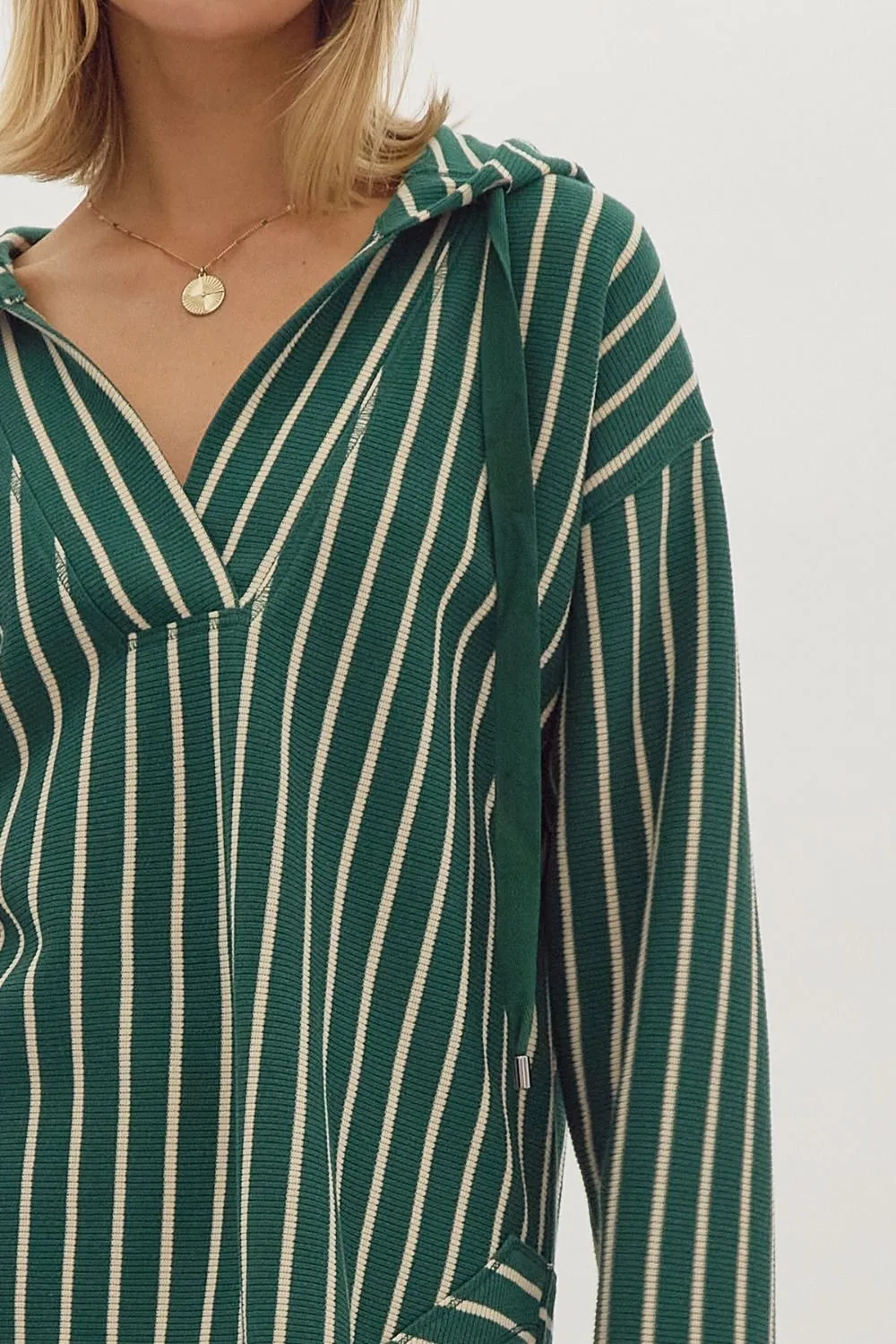 Close to You Striped Hoodie - Green