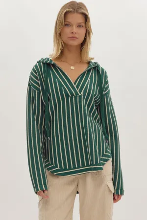 Close to You Striped Hoodie - Green