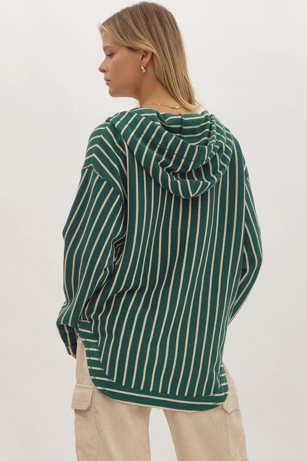 Close to You Striped Hoodie - Green