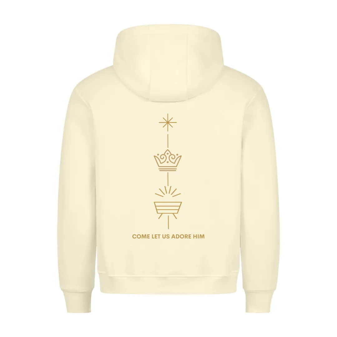 Come let us adore him Golden Christmas Hoodie BackPrint