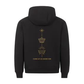 Come let us adore him Golden Christmas Hoodie BackPrint