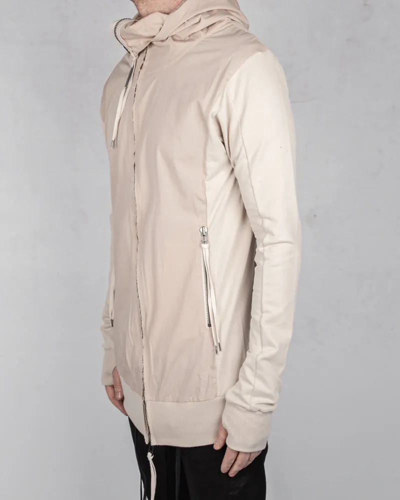 Contrasting zip up hooded sweatshirt sand