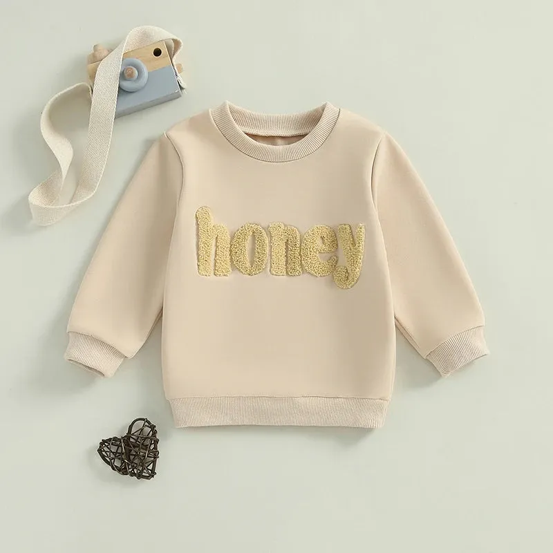 Cute Toddler Girl Warm Hoodie with Fun Embroidered Design Cozy Crew Neck Pullover for Autumn and Winter Outfits