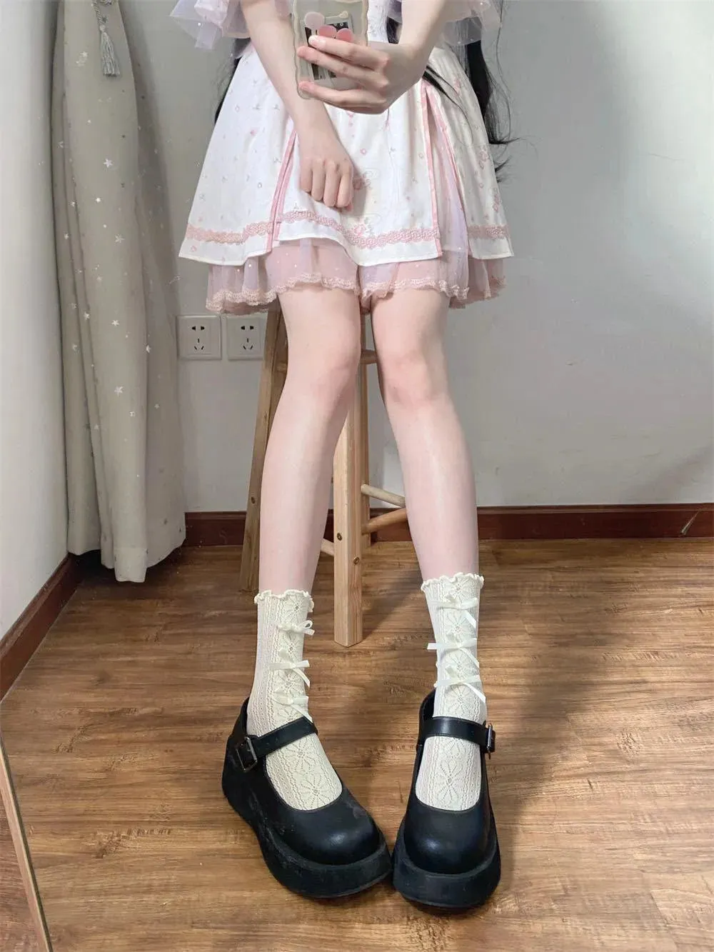 Cutout Lolita Socks with Ribbon | Cute Lolita Fashion Outfits