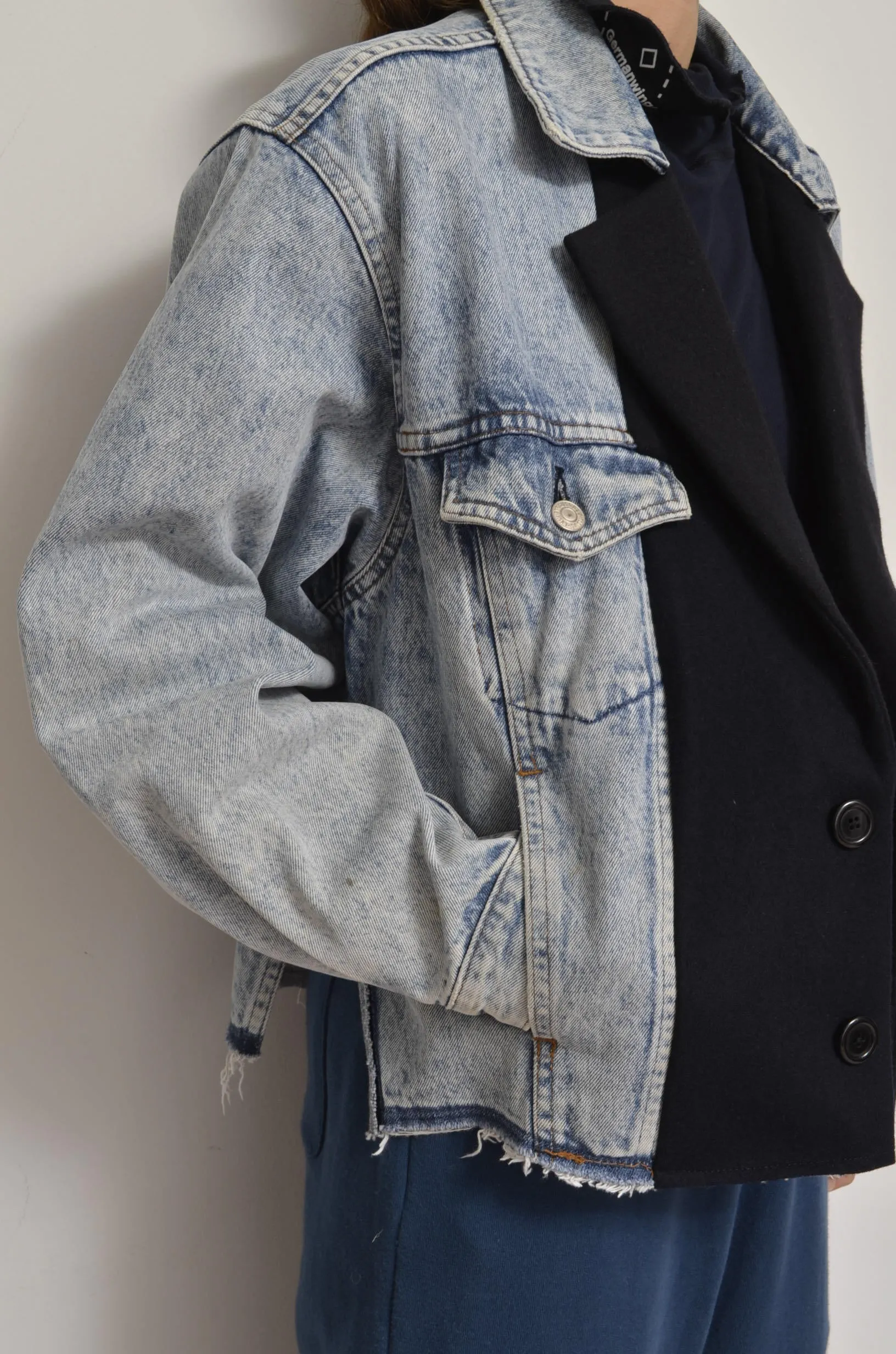 DENIM * MELTON BLOUSON_NAVY_MIND GAME