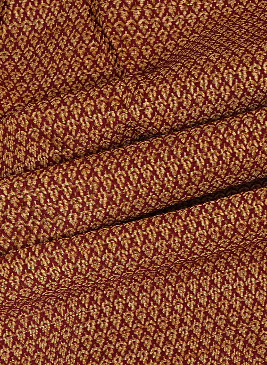 Dobby Jacquard Maroon and Beige Silk Blend Fabric