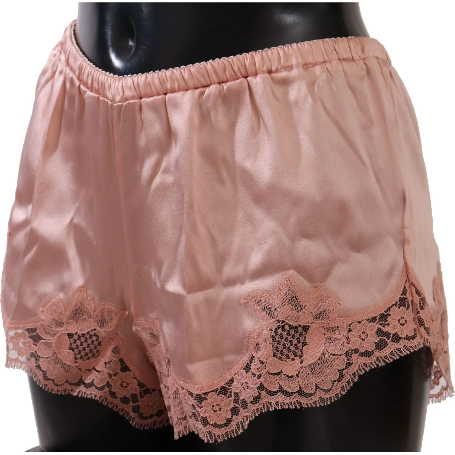 Dolce & Gabbana Elegant Powder Pink Silk Lace Lingerie Shorts