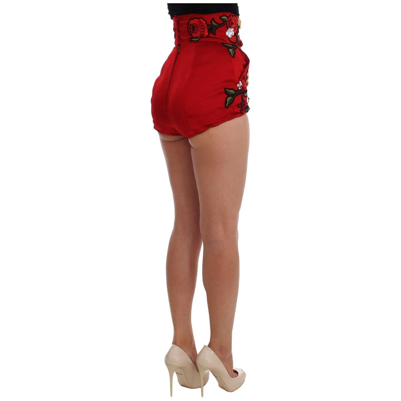 Dolce & Gabbana Elegant Silk High Waist Embroidered Shorts