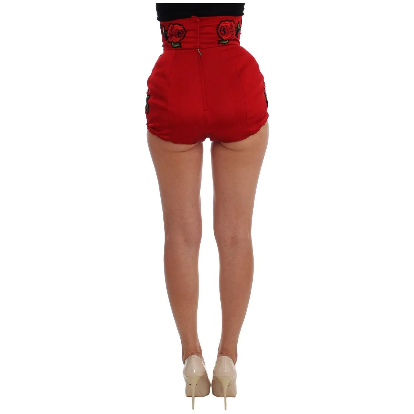 Dolce & Gabbana Elegant Silk High Waist Embroidered Shorts