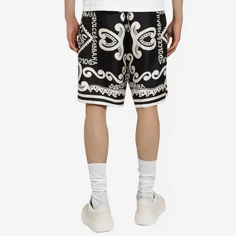 Dolce & Gabbana Marina-Print Silk Twill Shorts