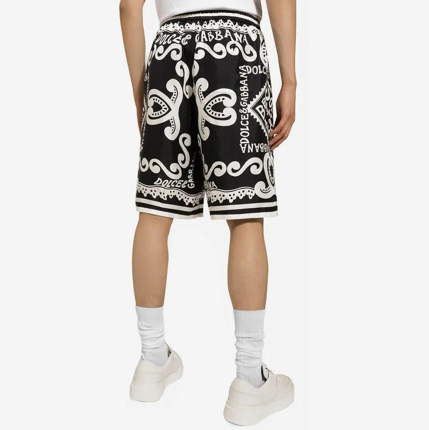 Dolce & Gabbana Marina-Print Silk Twill Shorts