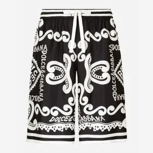 Dolce & Gabbana Marina-Print Silk Twill Shorts