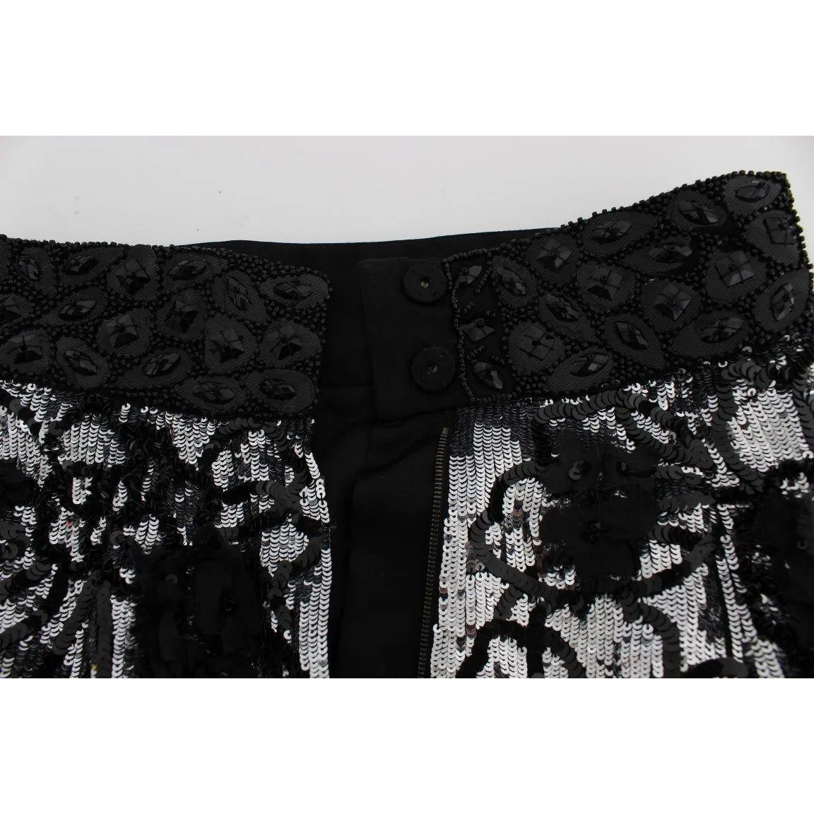 Dolce & Gabbana Sequined High Waist Designer Mini Shorts