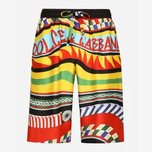 Dolce & Gabbana Silk Twill Carretto Print Shorts