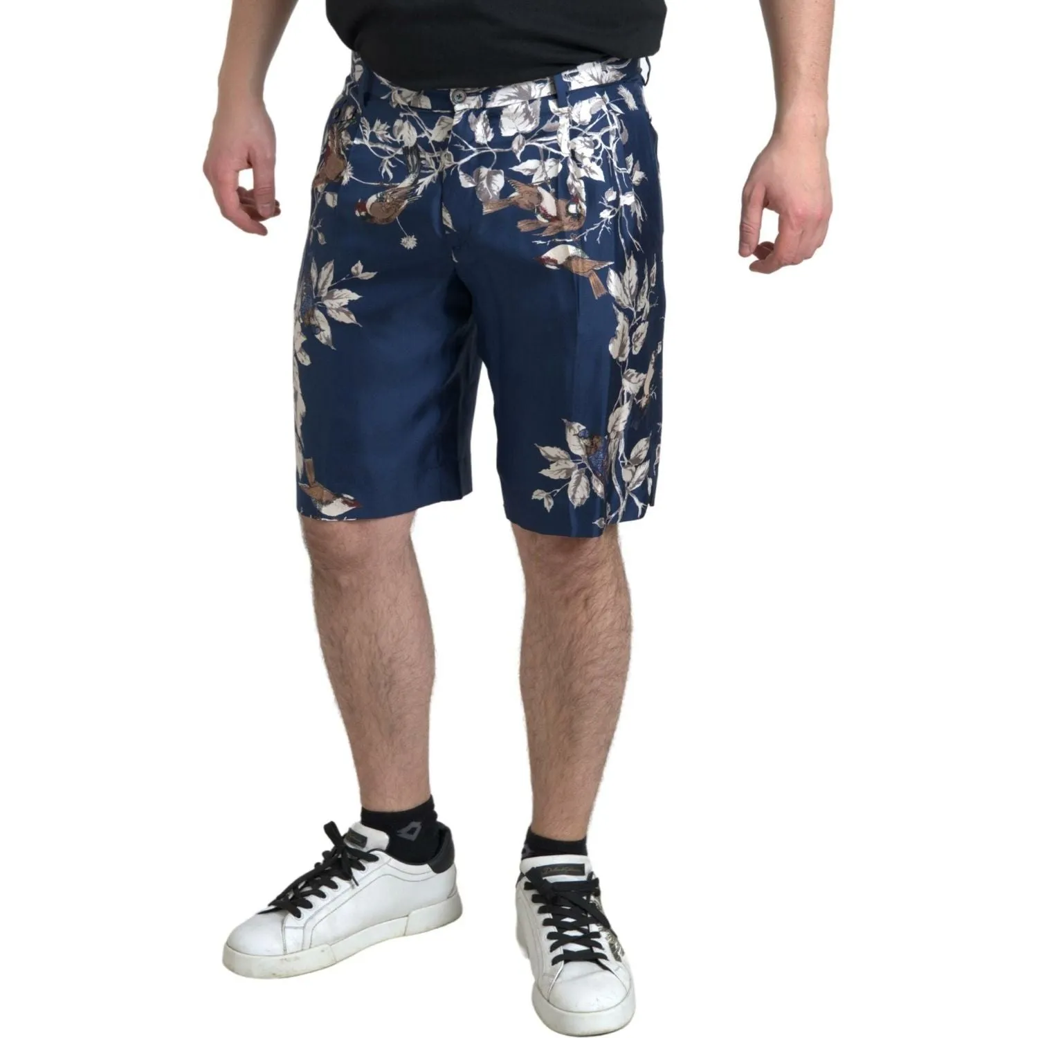 Dolce & Gabbana Silken Floral Bermuda Shorts in Blue