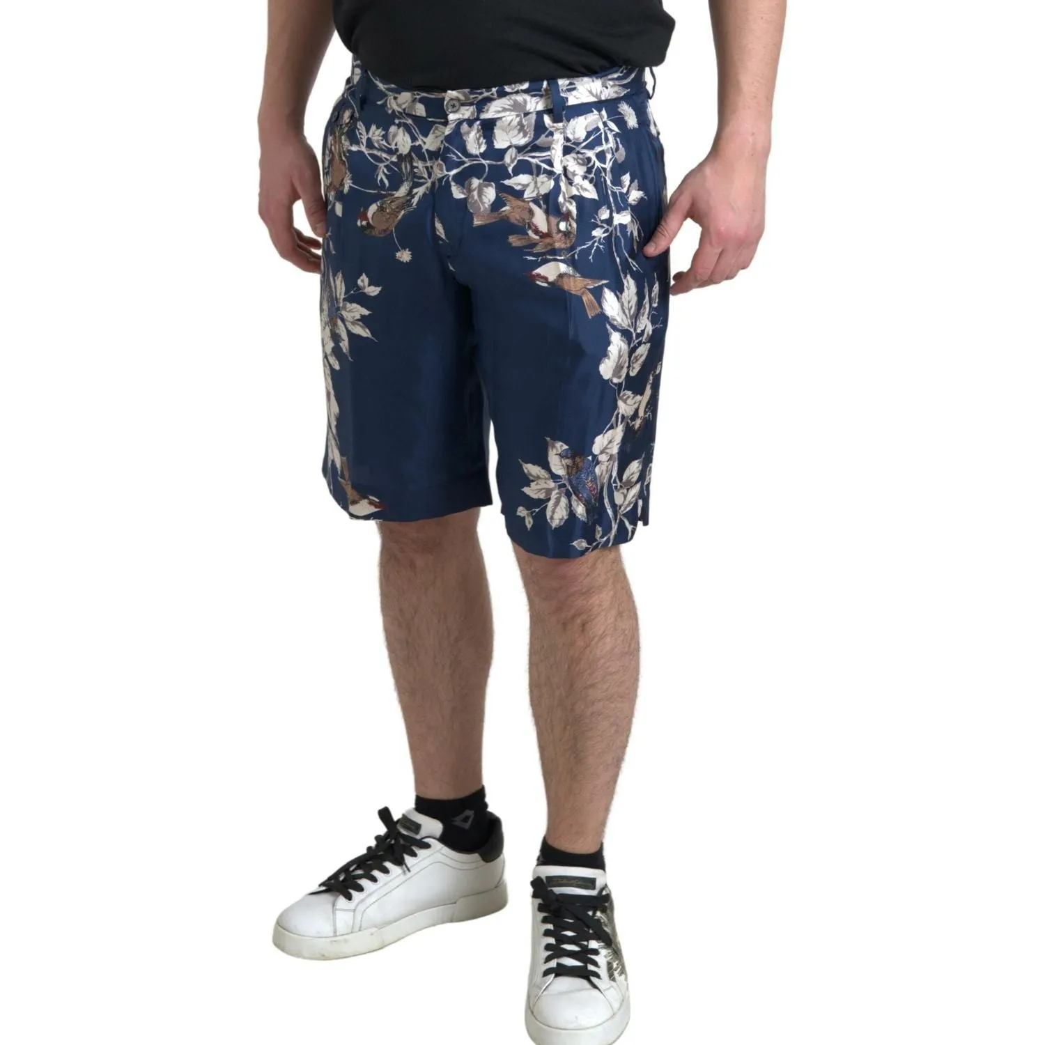 Dolce & Gabbana Silken Floral Bermuda Shorts in Blue