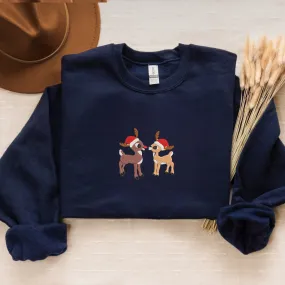 Embroidered Rudolph and Clarice Sweatshirt, Classic Christmas TV Movie Crewneck or Hoodie