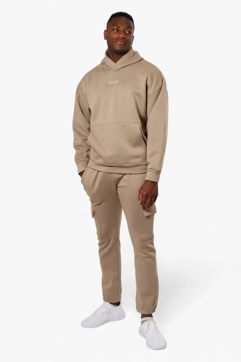 Essentials Solid Drop Shoulder Pullover Hoodie - Beige