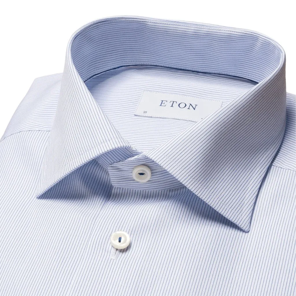 ETON Striped Twill Single Cuff Contemporary Fit Business Shirt LIGHT BLUE