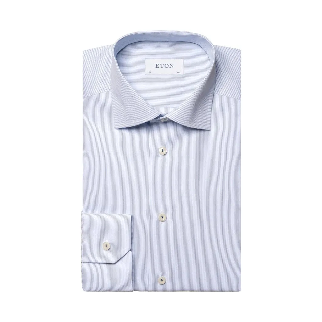 ETON Striped Twill Single Cuff Contemporary Fit Business Shirt LIGHT BLUE