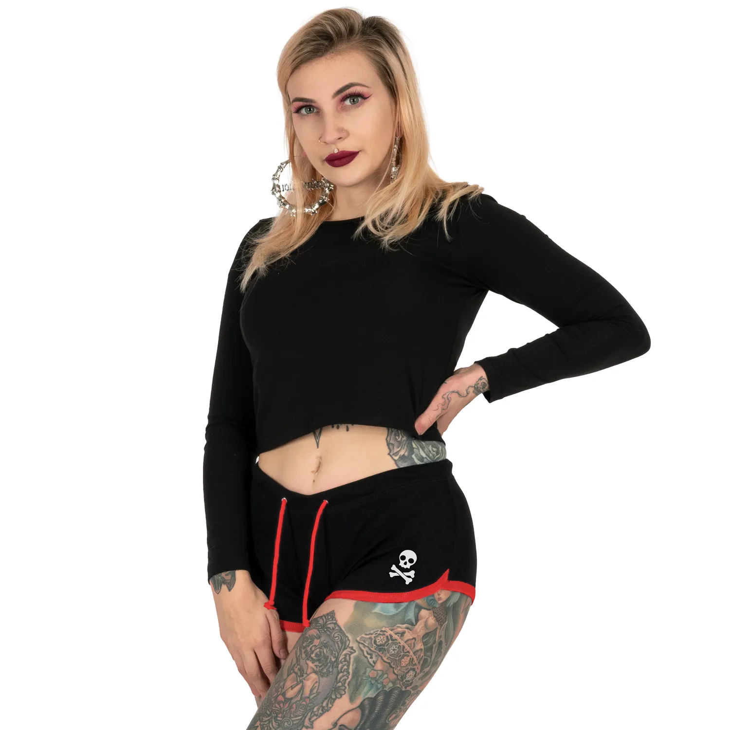 F Christmas Red Trim Short Shorts