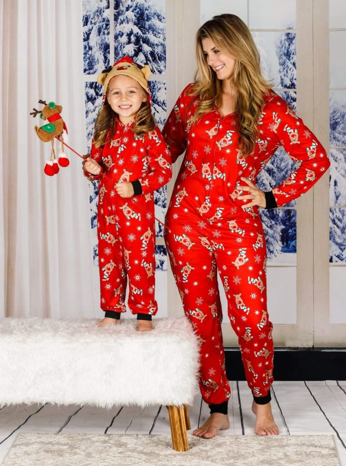 Family Style Christmas Reindeer Onesie Pajamas