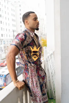 Fashion Luxury Boho Silk Shirt Set - Festival Outfit, Handmade Men's Fashion