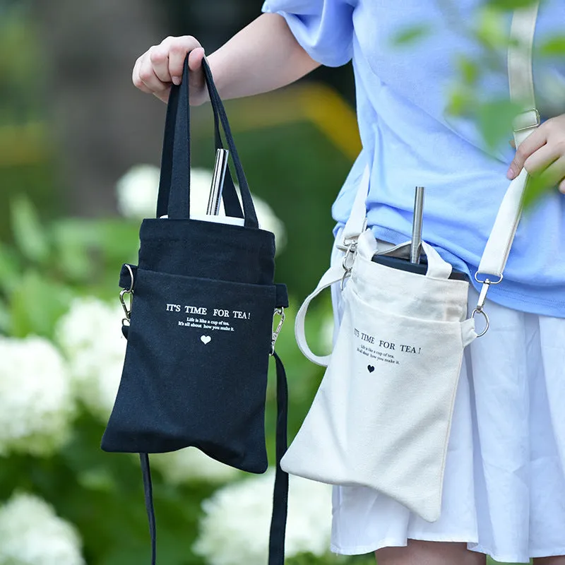 Fashion portable double mouth canvas bag