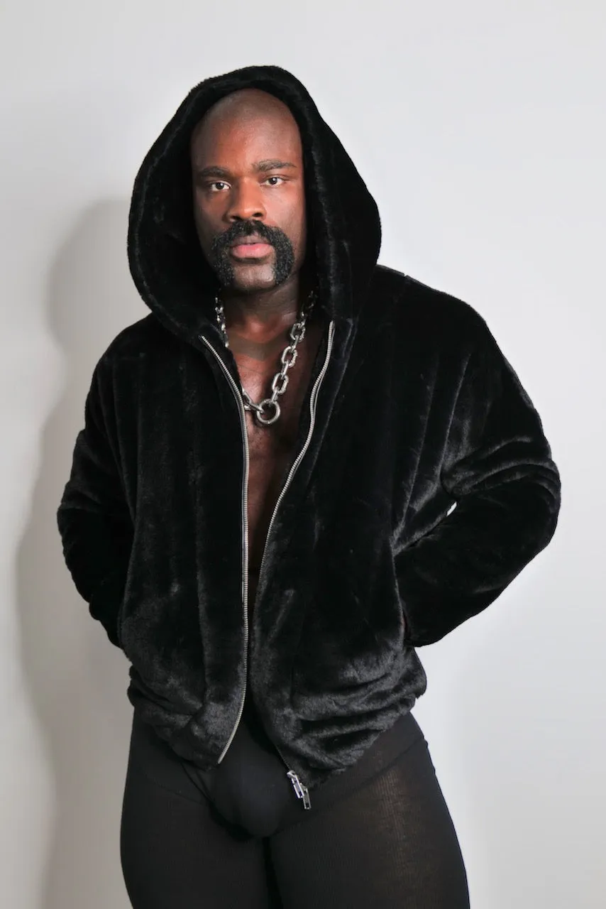 FAUX FUR HOODIE BLACK BY RANDOM IDENTITIES