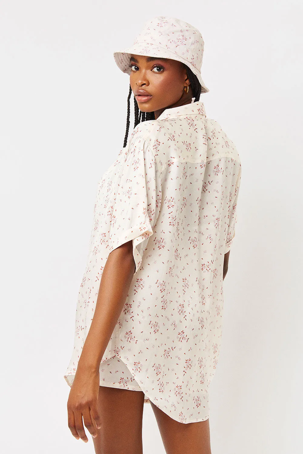 Fifi Silk Button Up Shirt - Sweet Rose