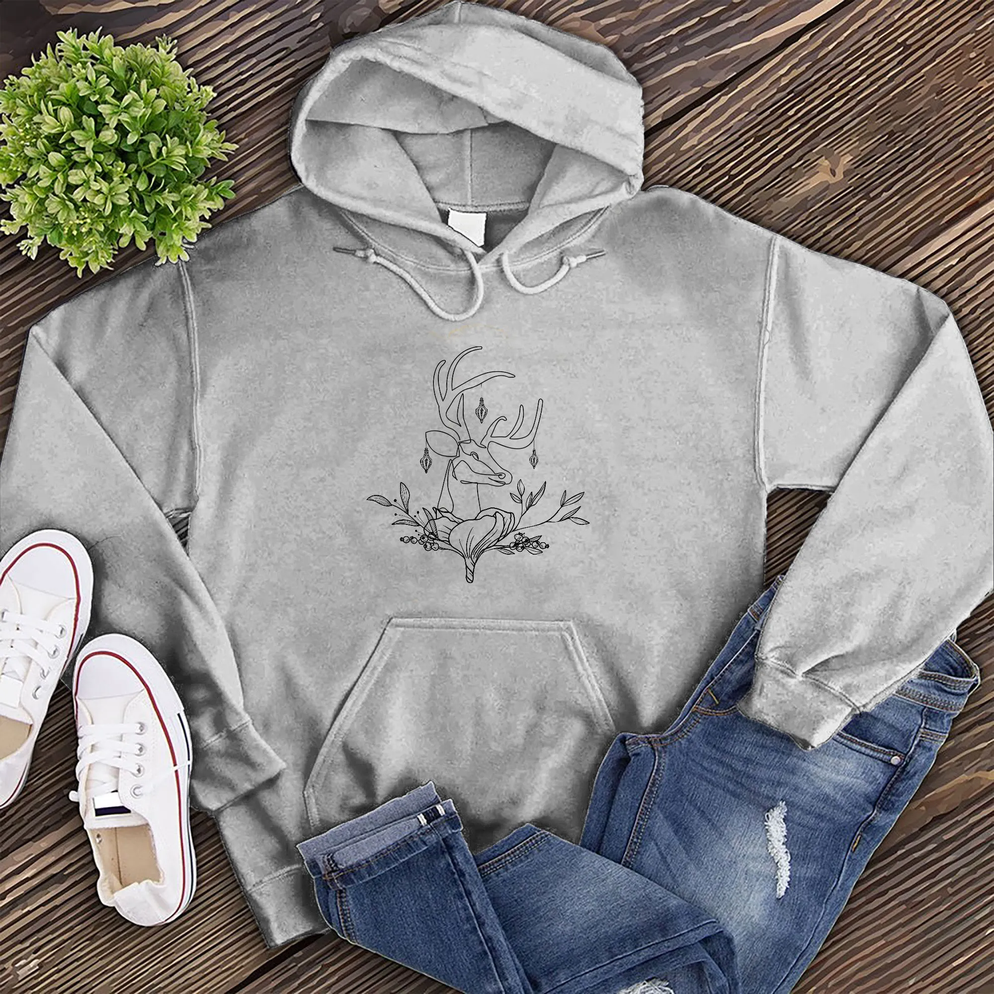 Floral Reindeer Hoodie