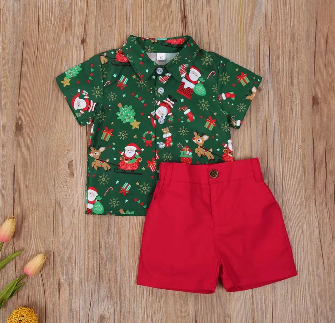 Forest Green Christmas Shirt and Shorts #2000320