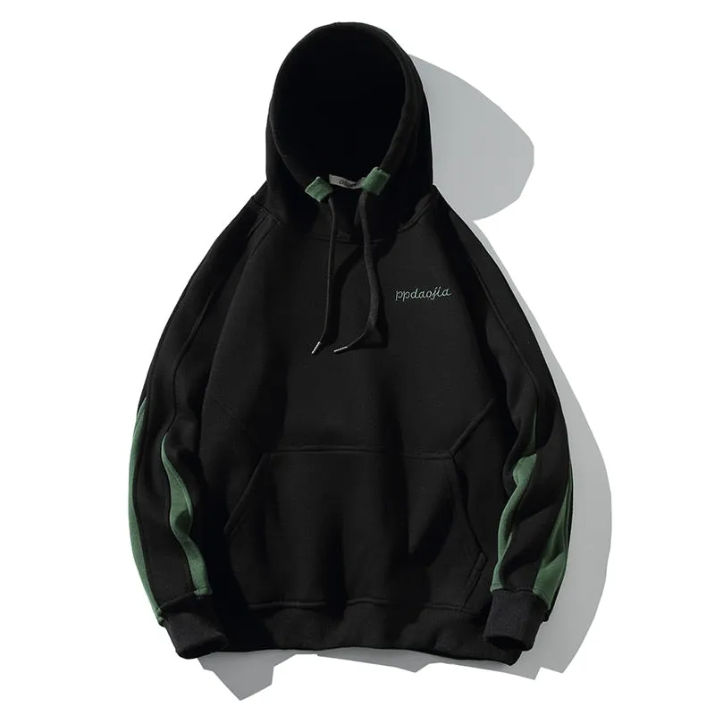 Forever Young Green Stripped Sleeves Hoodie