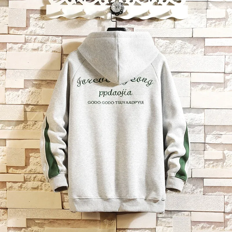 Forever Young Green Stripped Sleeves Hoodie