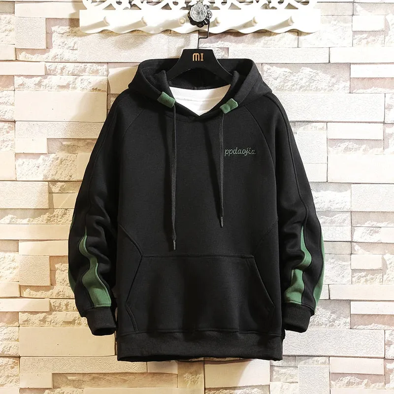 Forever Young Green Stripped Sleeves Hoodie