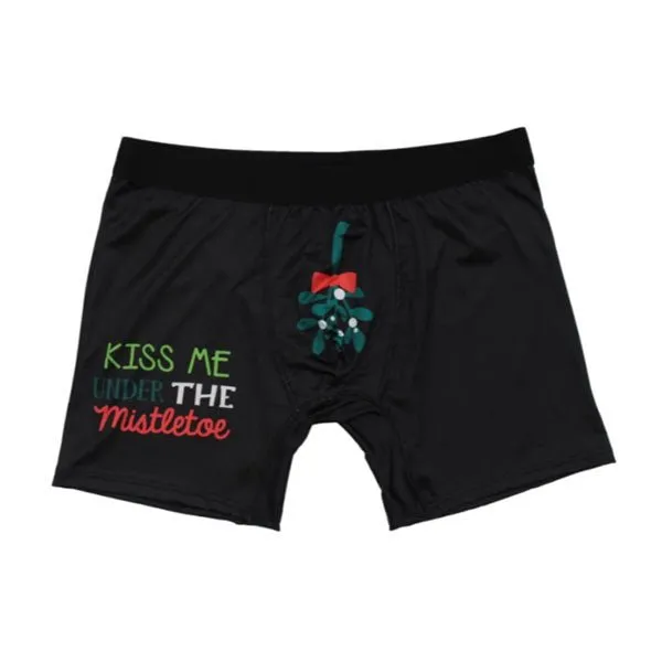 Frankly Funny Christmas Mens Funny Briefs Boxer Shorts - Kiss Me