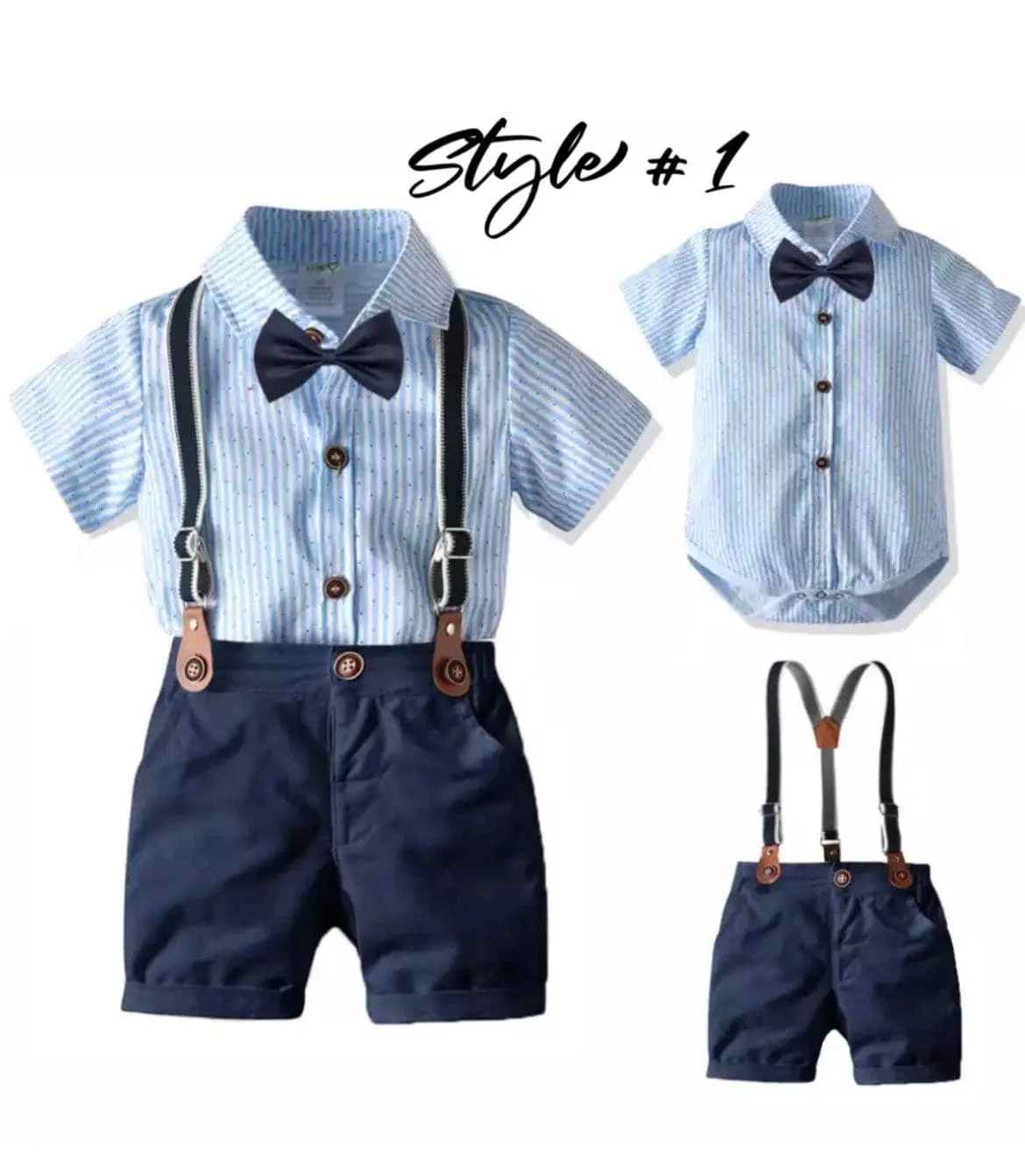 Fraser - Baby Boy Cotton Suit Set with Bow tie