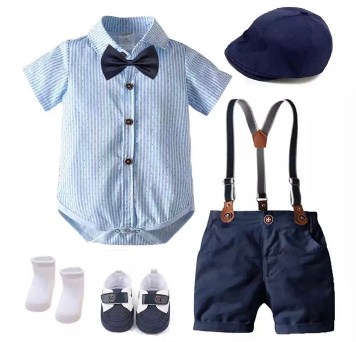 Fraser - Baby Boy Cotton Suit Set with Bow tie