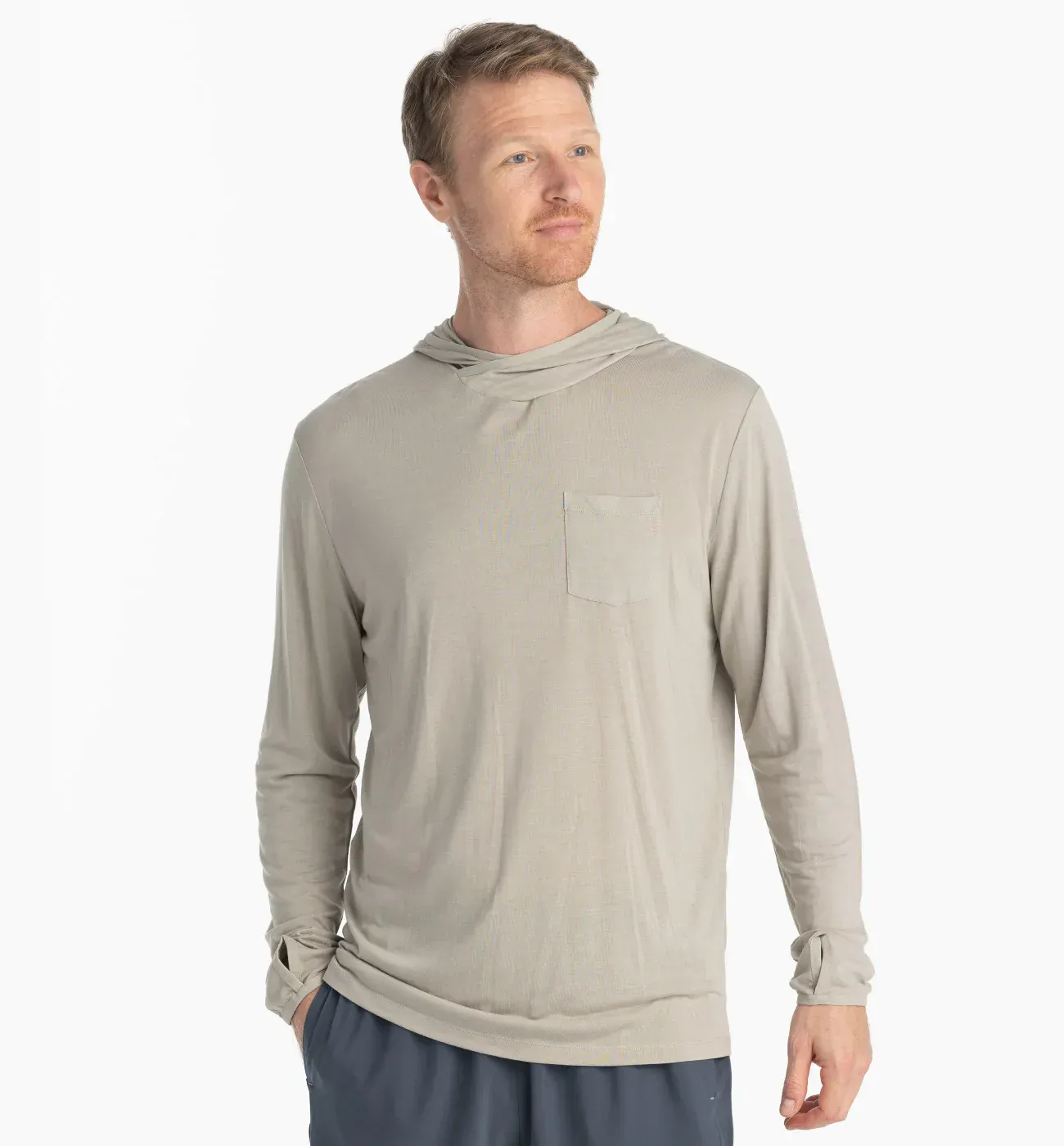 Free Fly Men's Bamboo Lightweight Hoodie / Sandstone