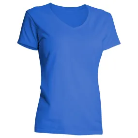 Gildan Ladies V Neck T-Shirt Small Royal