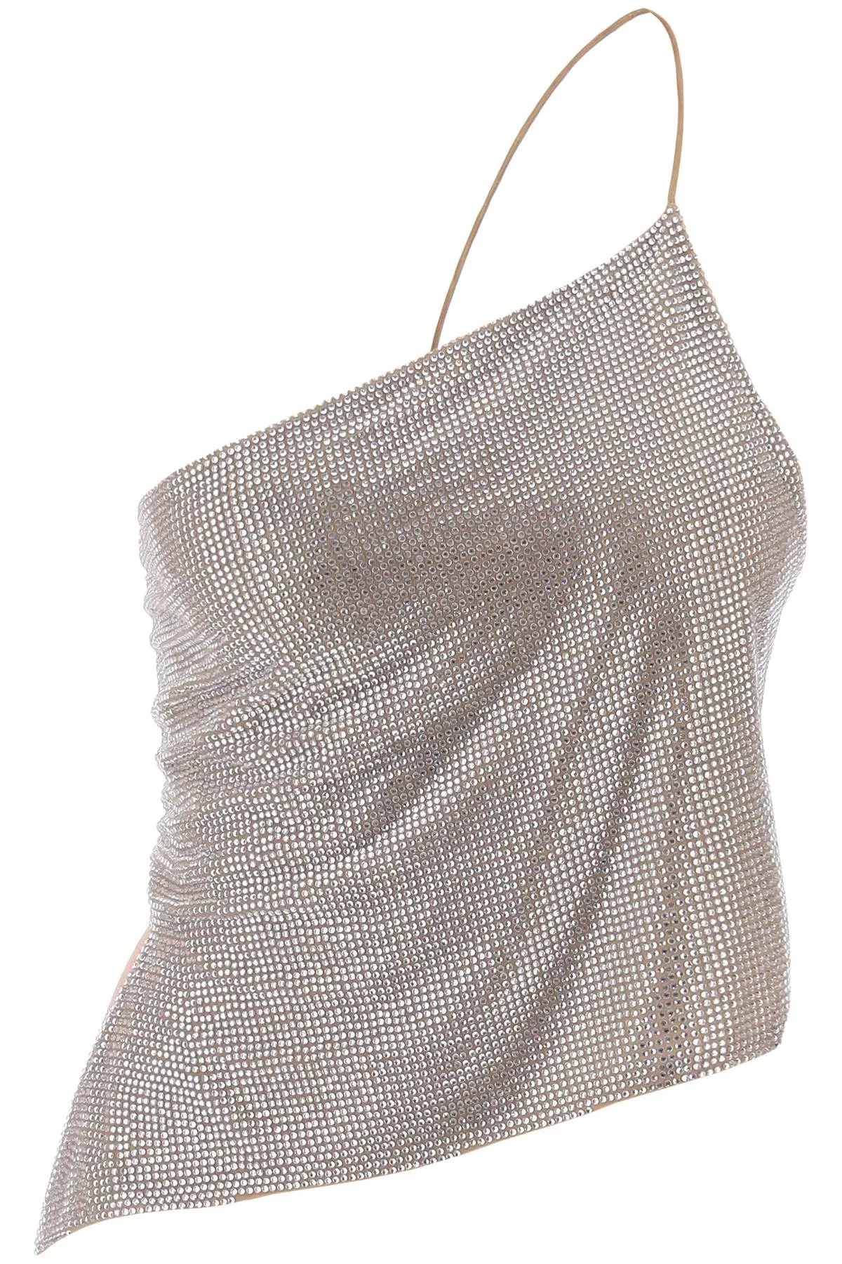 Giuseppe di morabito cropped top in mesh with crystals all-over