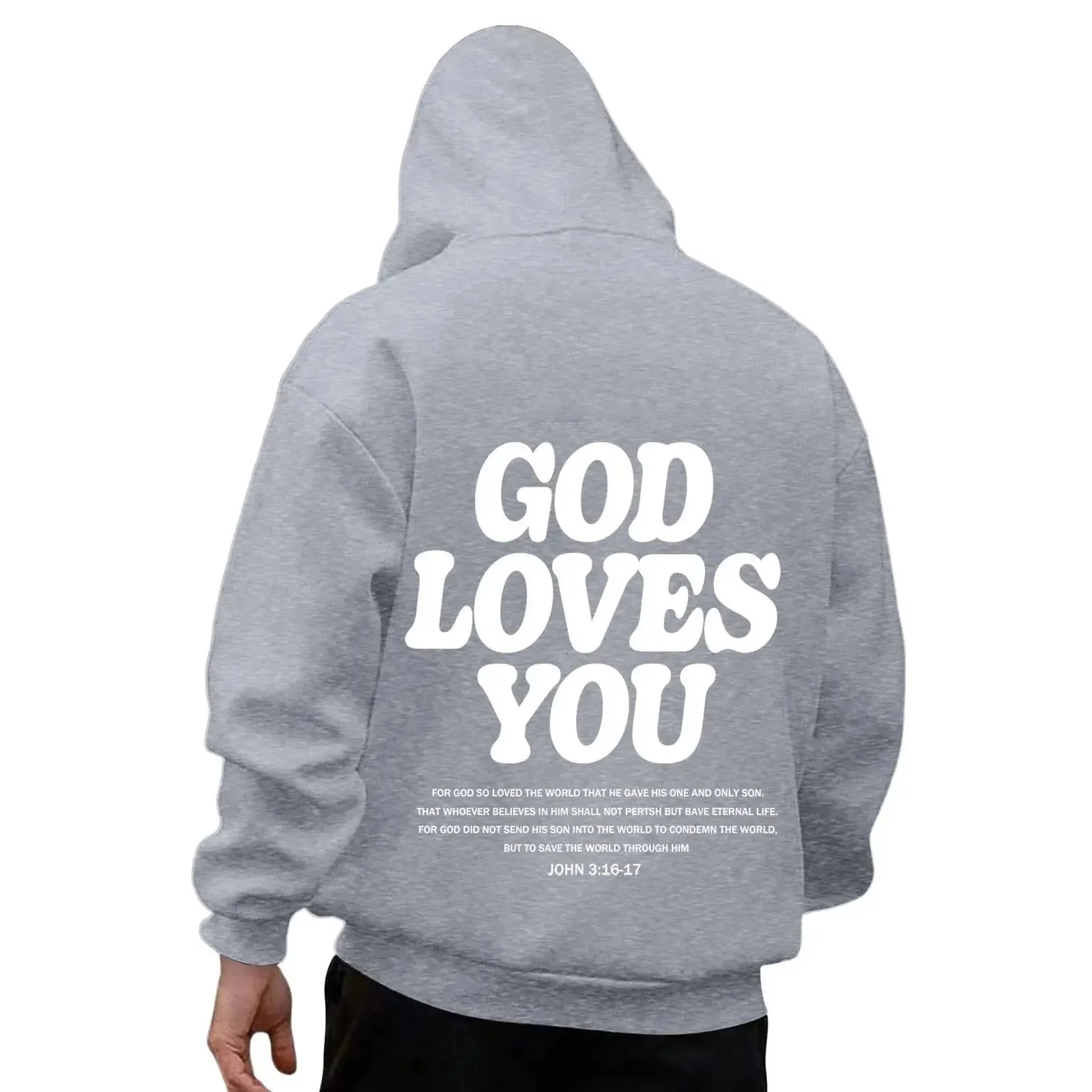 God Loves You Hoodies Men Christian Jesus Hooded Sweatshirts Long Sleeve Bible Verse Men's Pullover Tops Y2k Hoodie Men Clothing