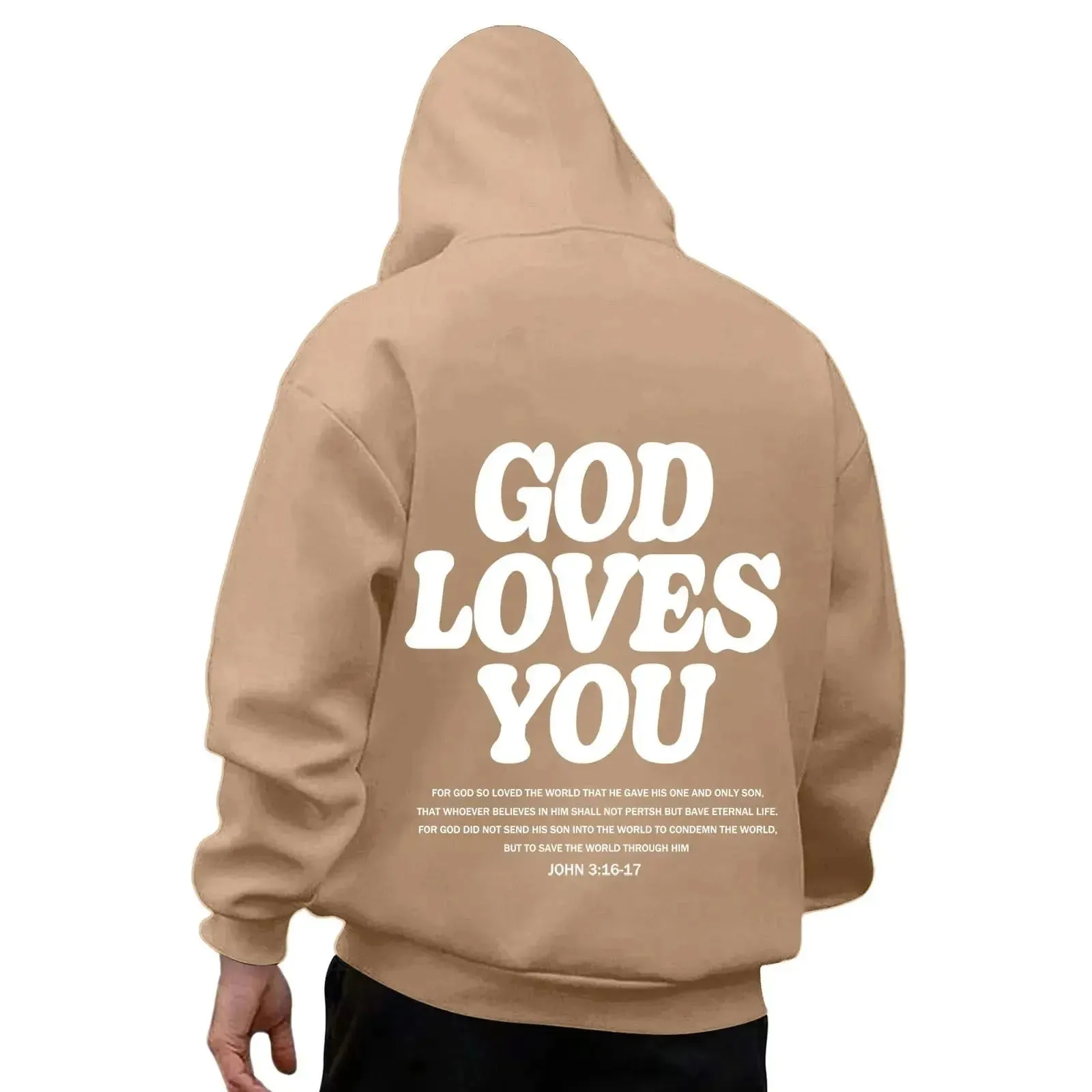 God Loves You Hoodies Men Christian Jesus Hooded Sweatshirts Long Sleeve Bible Verse Men's Pullover Tops Y2k Hoodie Men Clothing