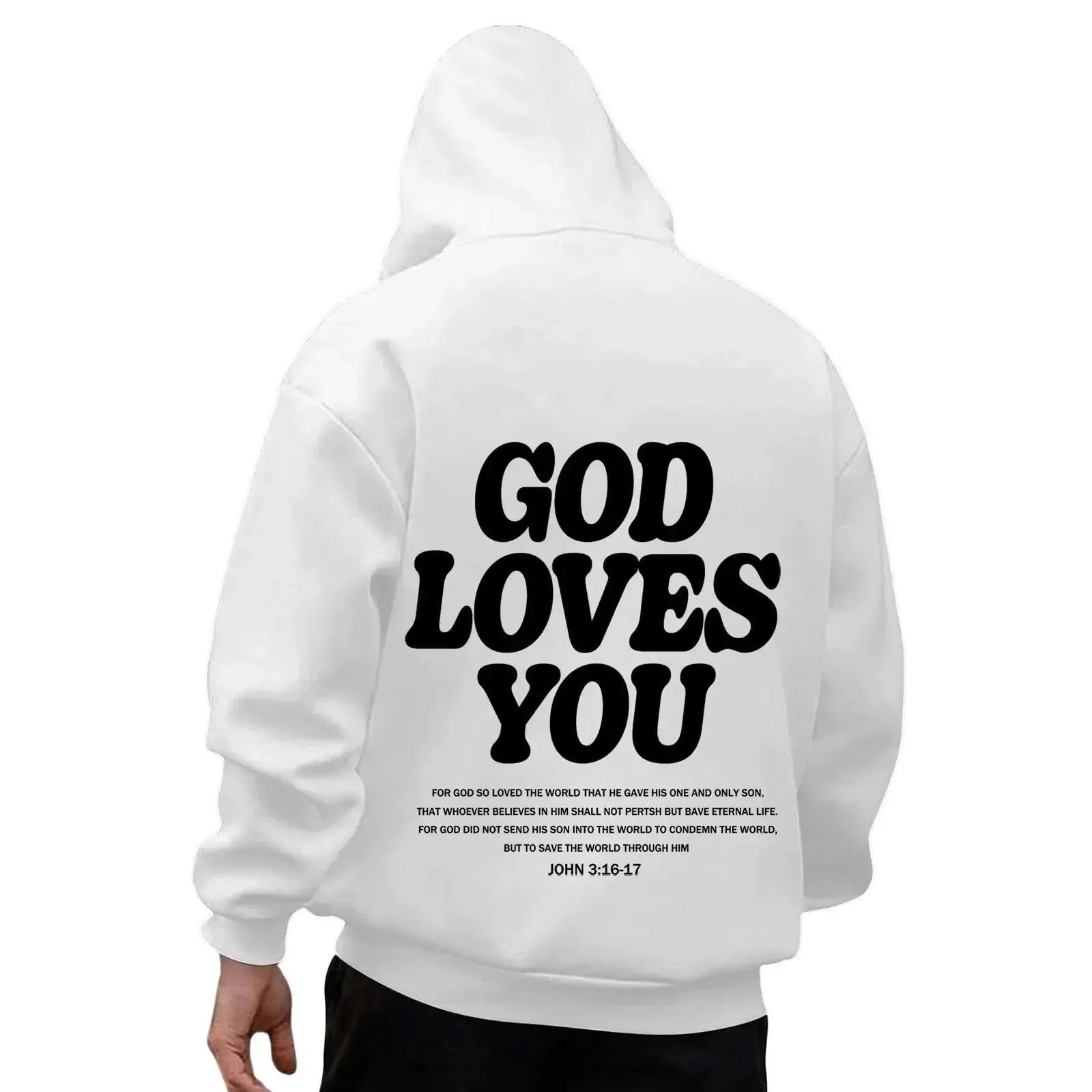 God Loves You Hoodies Men Christian Jesus Hooded Sweatshirts Long Sleeve Bible Verse Men's Pullover Tops Y2k Hoodie Men Clothing