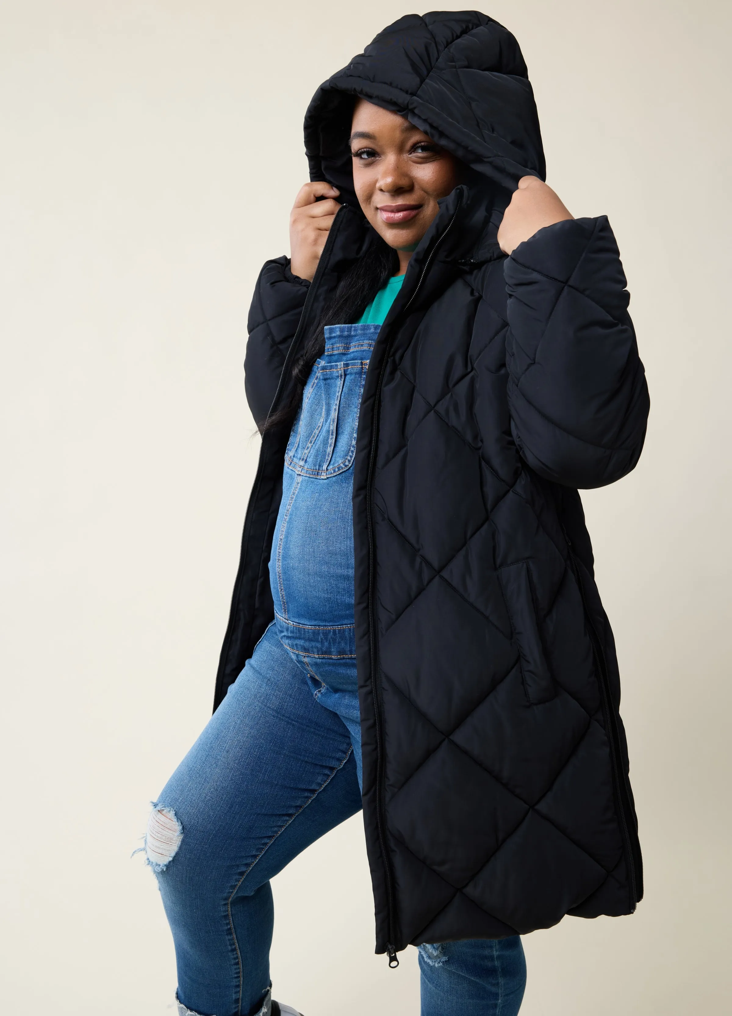 Grow With You Maternity Hooded Long Parka Jacket