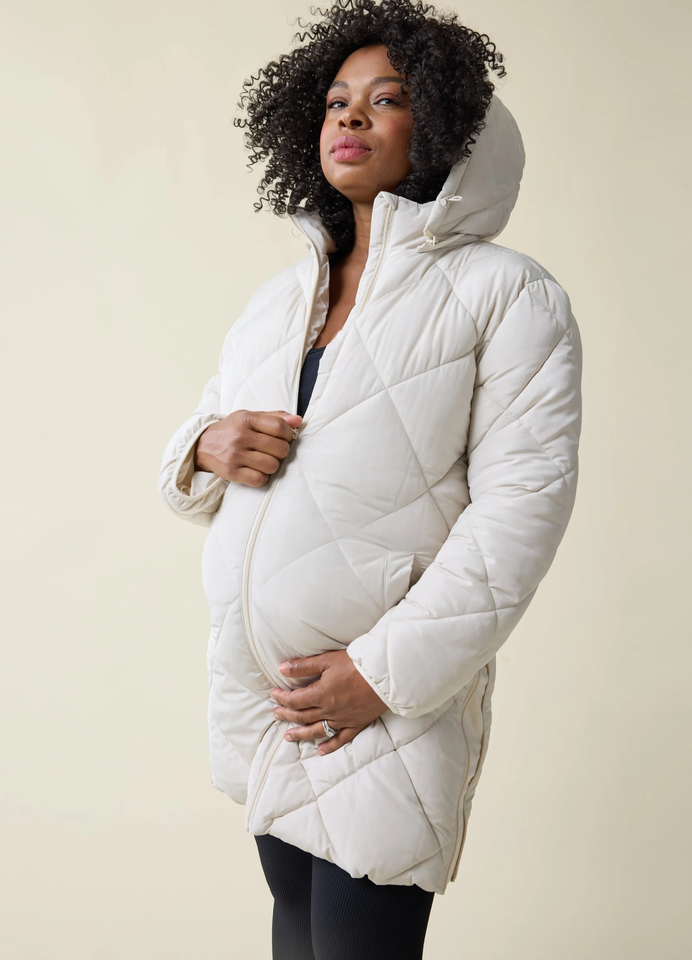 Grow With You Maternity Hooded Long Parka Jacket